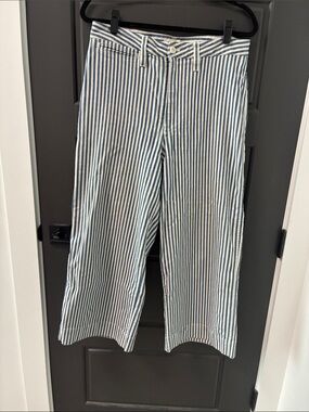 Madewell Blue and White Striped Wide-Leg Jeans